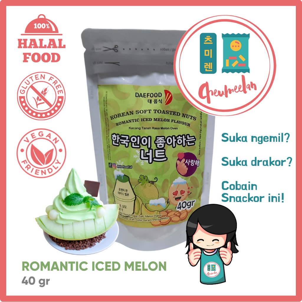 

Snack Korea Kacang DAEFOOD Toasted Nuts Romantic Iced Melon Nagih Viral 40gr