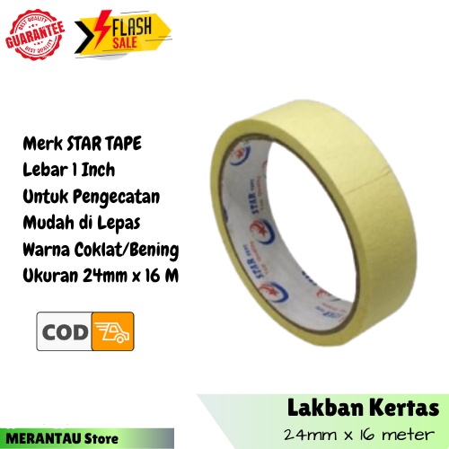 

Lakban Kertas Solasi Kertas Solatip Seal Tape Isolasi 1 Inc Star Tape Plakban Kertas Masking Tape