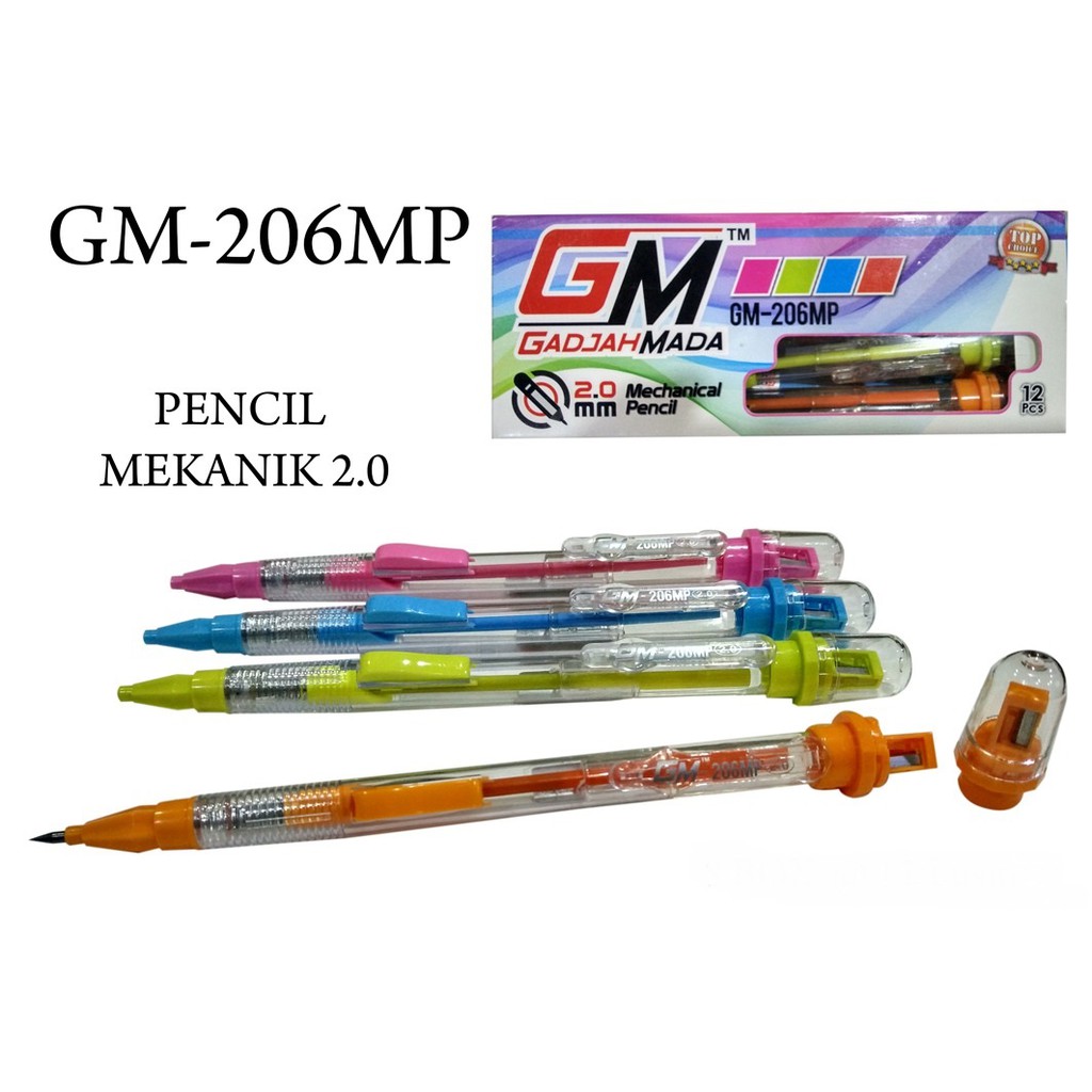 

12 PCS ALAT TULIS PENSIL MEKANIK 2.0 MM GM-206MP