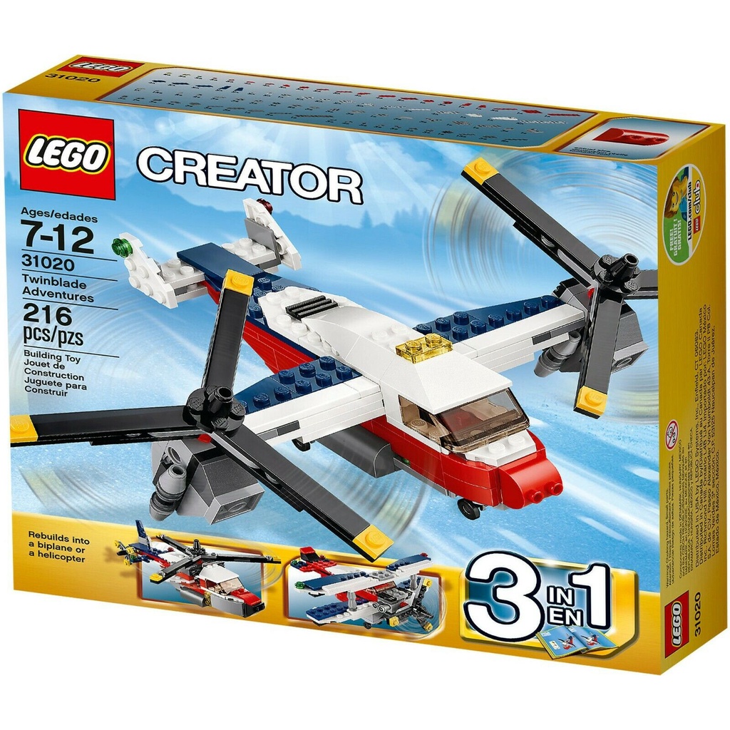 LEGO Creator 3 in 1 - 31020 Twinblade Adventures Set Building Kid Toy Airplane Helicopter Propeller 