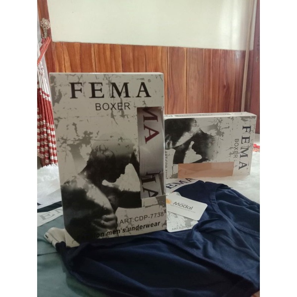 3Pcs Celana Dalam Pria Premium Fema/CD Fema Boxer Cowok 3pcs/Box (L,XL,XXL)/Sempak Pria segitiga halus Jumbo