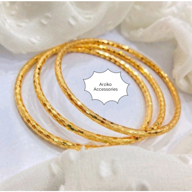 Gelang Kroncong Ukir Dewasa Lapis Emas 24k