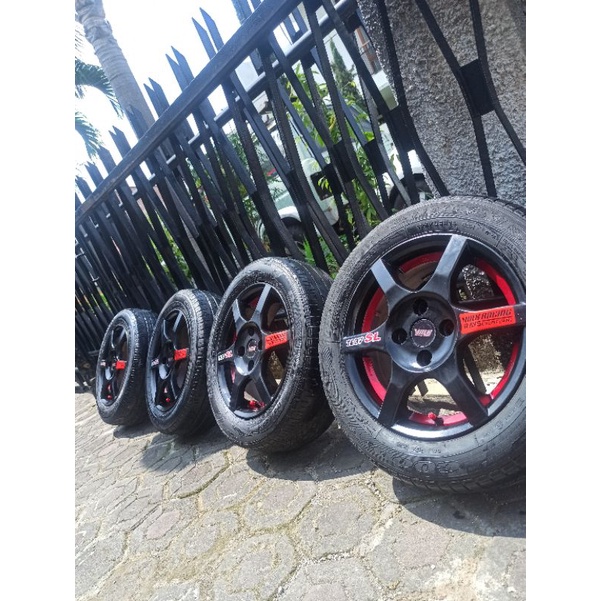 4 Velg R14 PCD 100+Ban 175/65 Brio calya sigra agya ayla vios jazz yaris karimun atoz visto soluna balrno sirion igniz Rp 2.500.000 ( 4 velg+Ban)