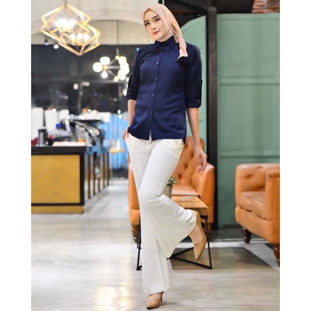 AUREL TOP KEMEJA ATASAN POLOS BASIC SHAKILA LENGAN PANJANG SIZE M-XXL