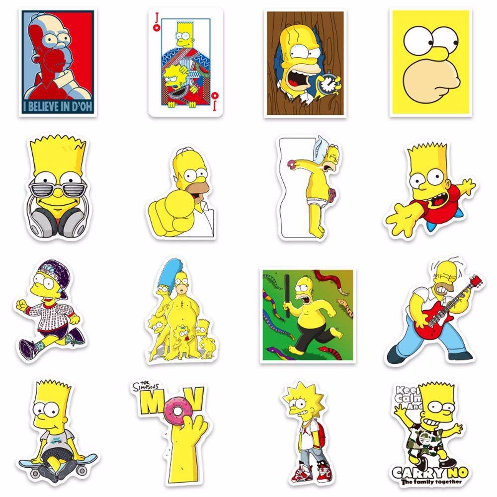 Lanfy Stiker Hias Anti Air Komedi Lucu 50pcs/pack Karakter Kartun Stiker Scrapbooking Graffiti Stiker Bart Simpson Marge Simpson Dekorasi Stiker Mobil