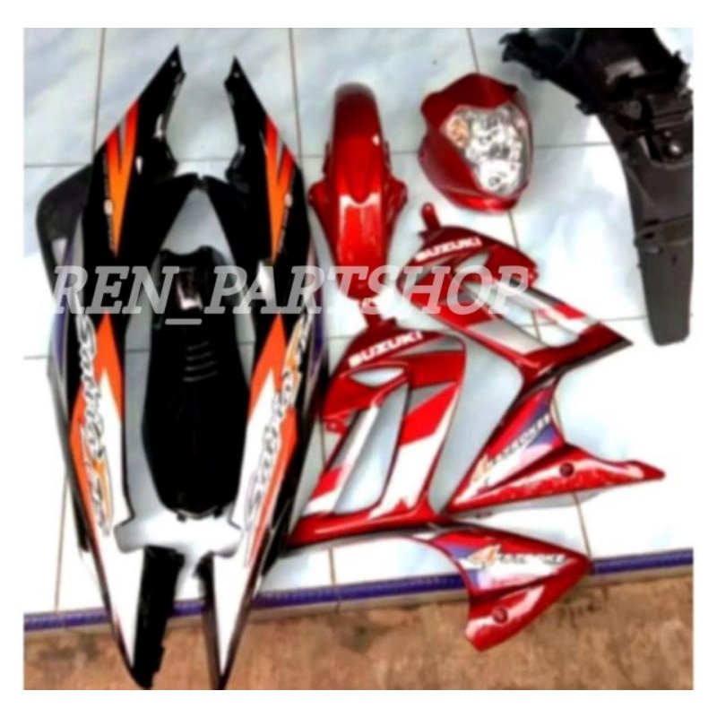 cover body satria fu thailand lama old kinjeng fullset halus merah maroon ber stripping