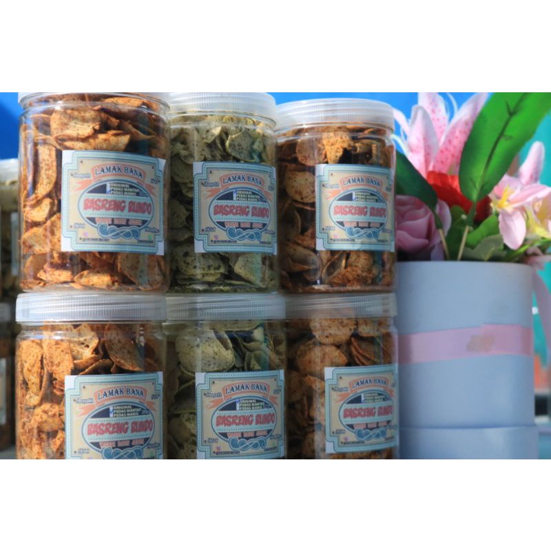 

20.000. KERIPIK BASRENG DAUN JERUK KEMASAN TOPLES 200GR