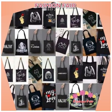 Fashion Fair - (D) Tote bag custom PAKAI PEREKAT - kpop murah wanita custom motif