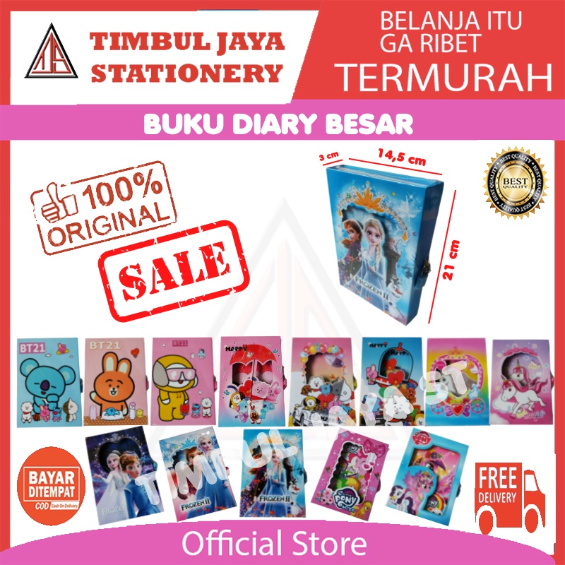 Buku diary kunci gembok anak aesthetic lucu murah motif karakter Buku diary BT21 BTS, LOL, Unicorn, 