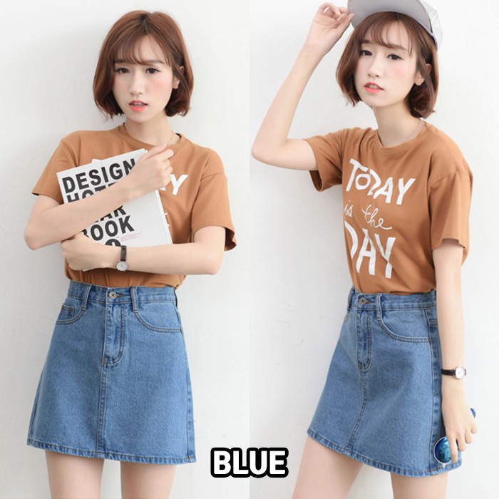 Denim Skirt Rok Jeans Rok Mini Rok Pendek