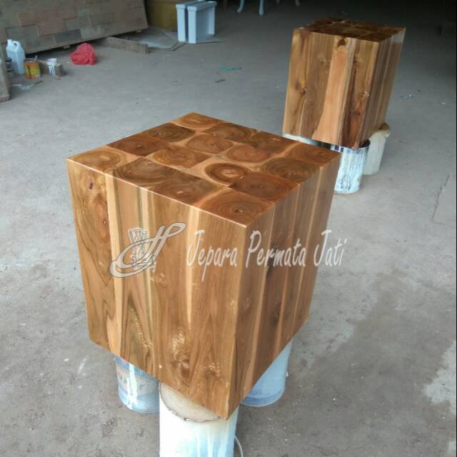 Kursi stool jati antik ( stool kotak, kursi kafe, furniture jepara )