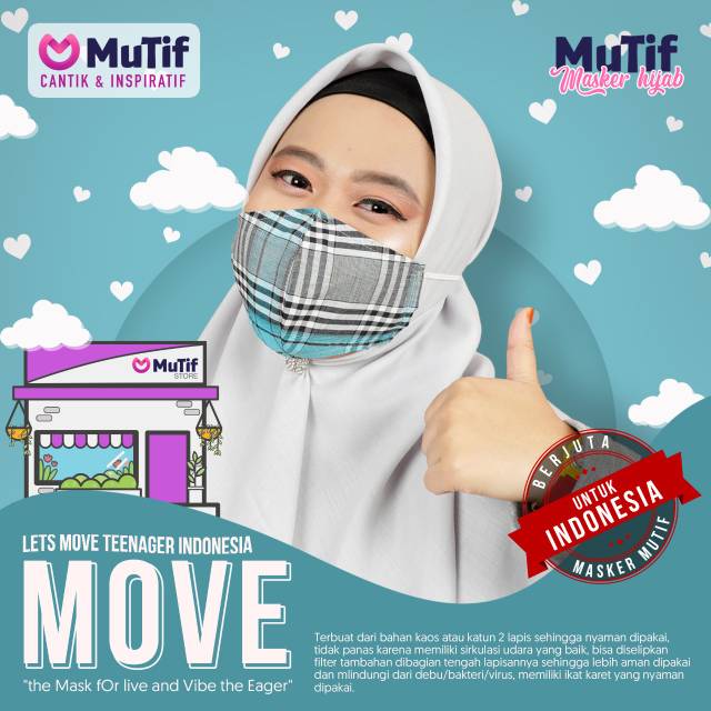 MASKER KAIN KATUN 2PLY II MUTIF &amp; UPMORE