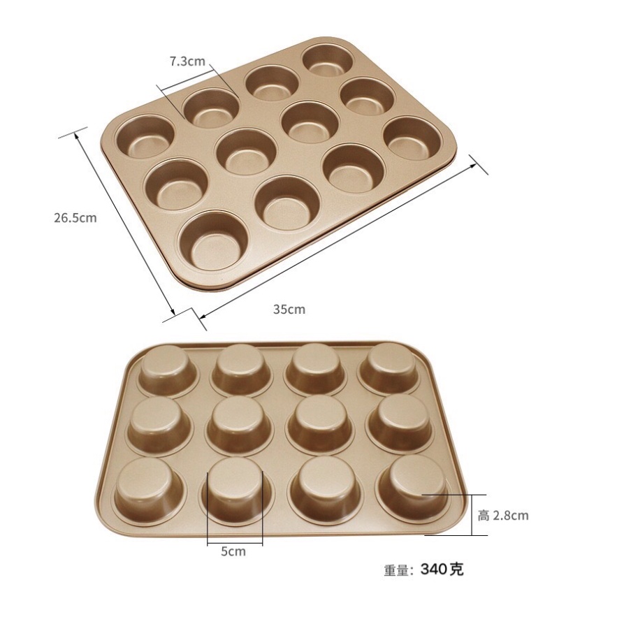 Premium Tray Loyang Muffin Cupcake Anti Lengket High Carbon Steel 6 atau 12 Cetakan