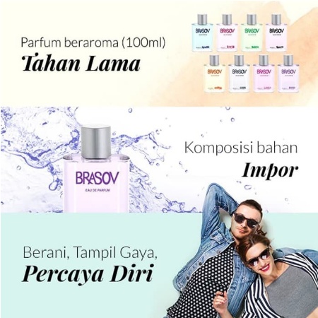 ⭐ BAGUS ⭐ BRASOV EAU DE PARFUM 50 100ML / BODY MIST 100ML | Parfum EDP Pria Wanita Tahan lama