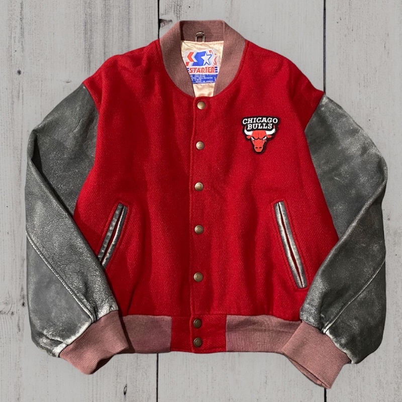 jaket varsity starter leather chicago bulls second vintage original