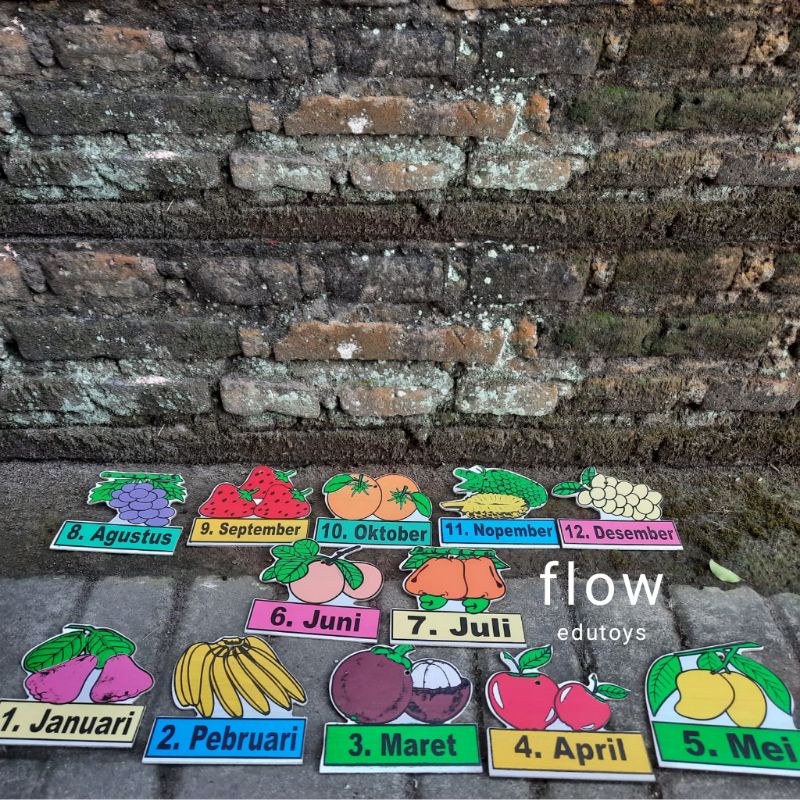 MAINAN EDUKASI BUAH BULAN KAYU/ PAJANGAN DINDING / APE TK PAUD