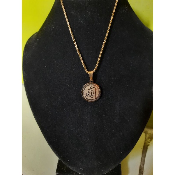 Kalung Titanium Asli Bandul Liontin Lafadz Allah Islami Anti Karat