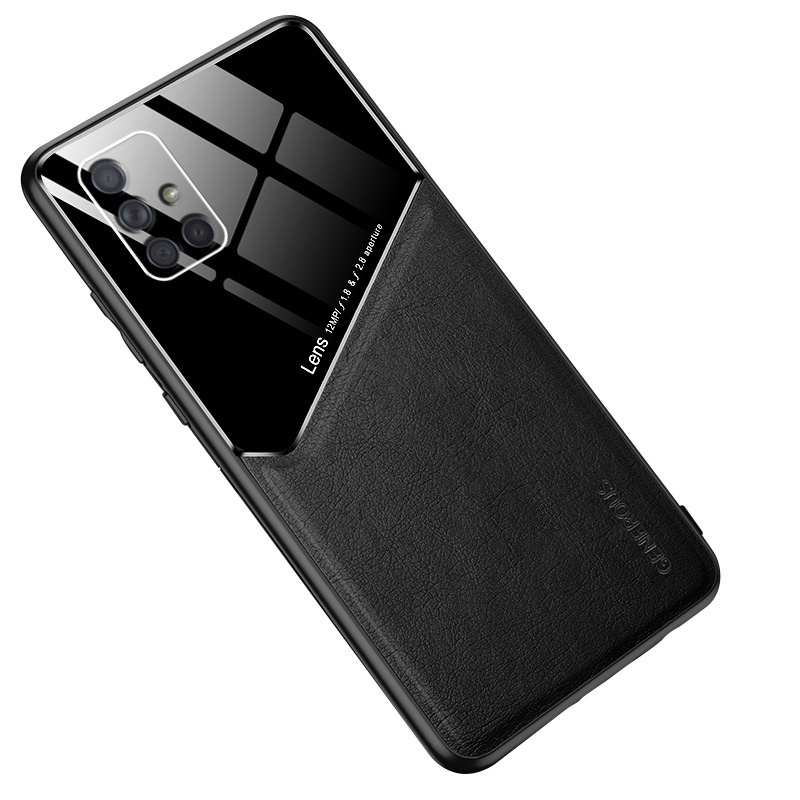 Lenuo Leather Casing For Samsung Galaxy A71 A51 A41 A31 A21S A11 Case Luxury Business Style Anti-fingerprint Phone Back Cover-black
