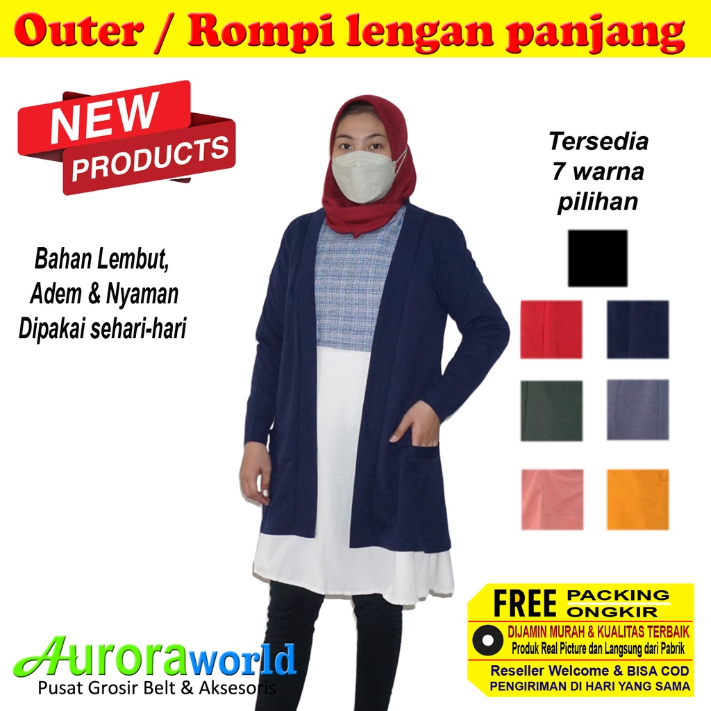 Auroraworld Outer / Rompi lengan panjang bahan lembut adem dan nyaman dipakai sehari hari bisa cod