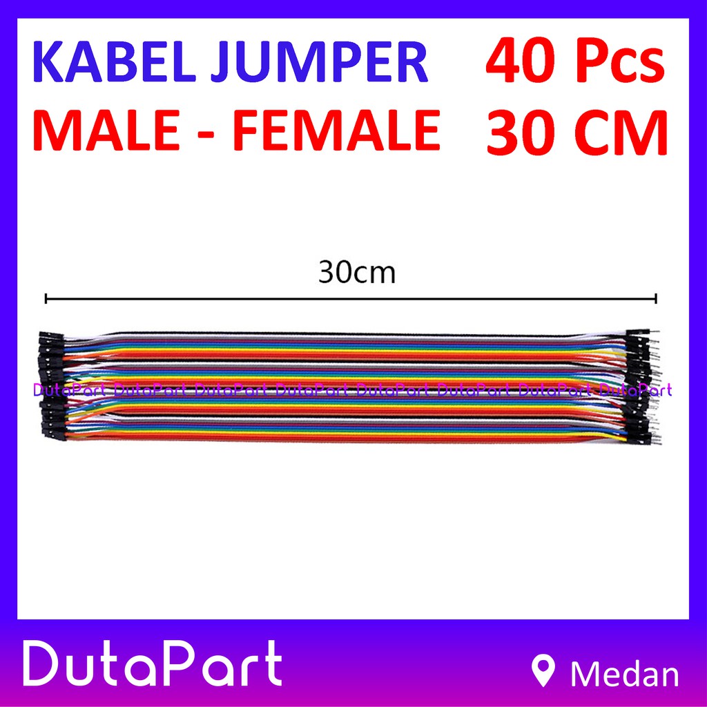 40Pcs Kabel Jumper 30cm MALE to FEMALE Dupont Cable Wire Pelangi