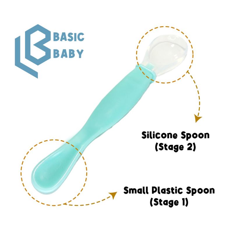 Basic Baby 2in1 Multi Spoon : 2 Shape Sizes - Sendok Makan Anak