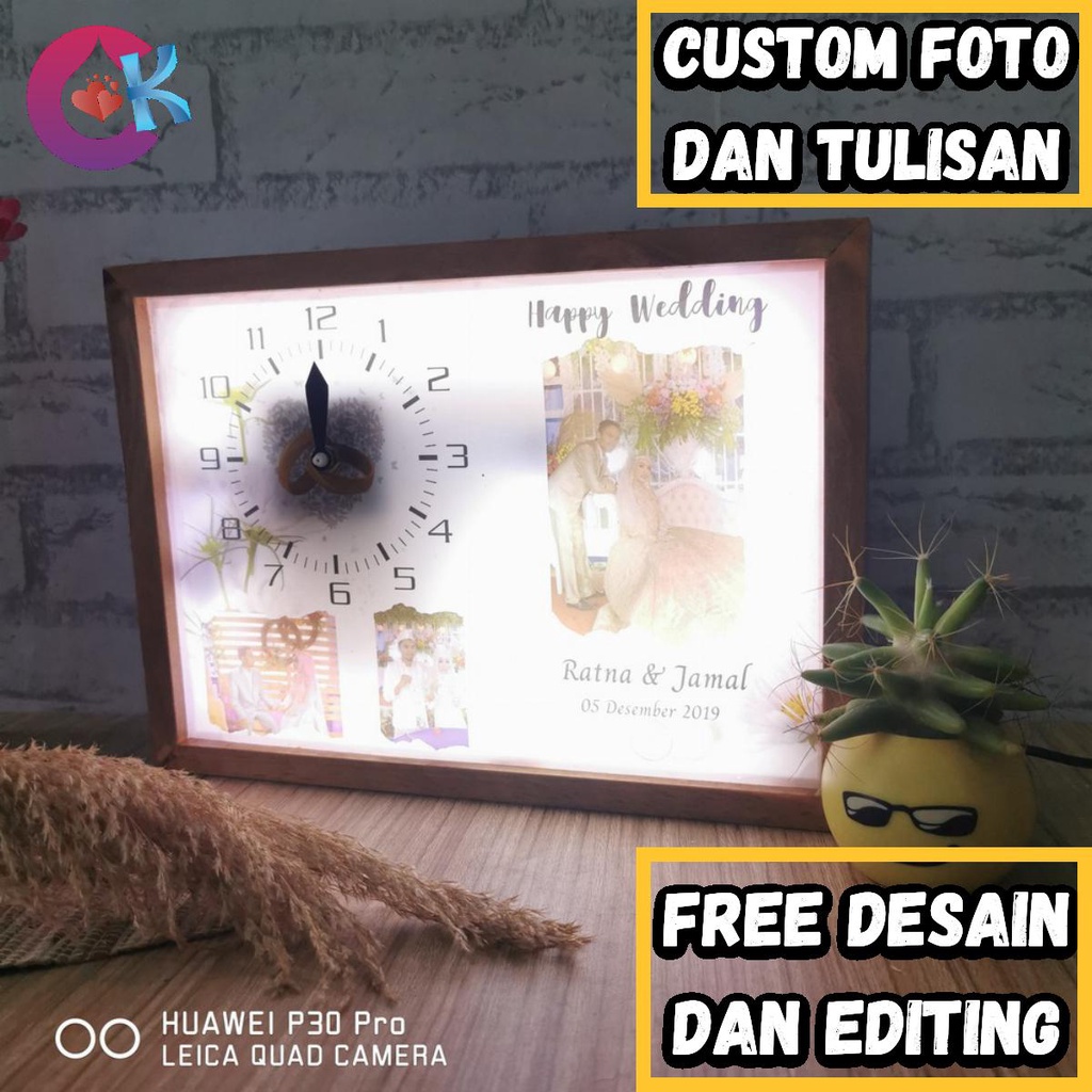 HADIAH ULANG TAHUN ULTAH SUAMI ISTRI IBU BAPAK PACAR KEKASIH JAM DINDING LAMPU MEWAH CUSTOM