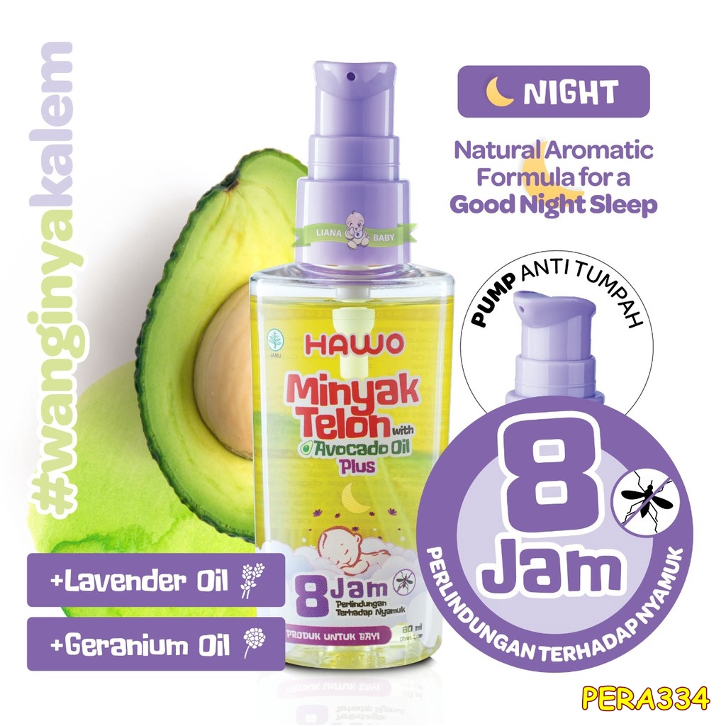 PERA334 MINYAK TELON HAWO MINYAK TELON WITH AVOCADO OIL PLUS NIGHT 60 ML UNGU