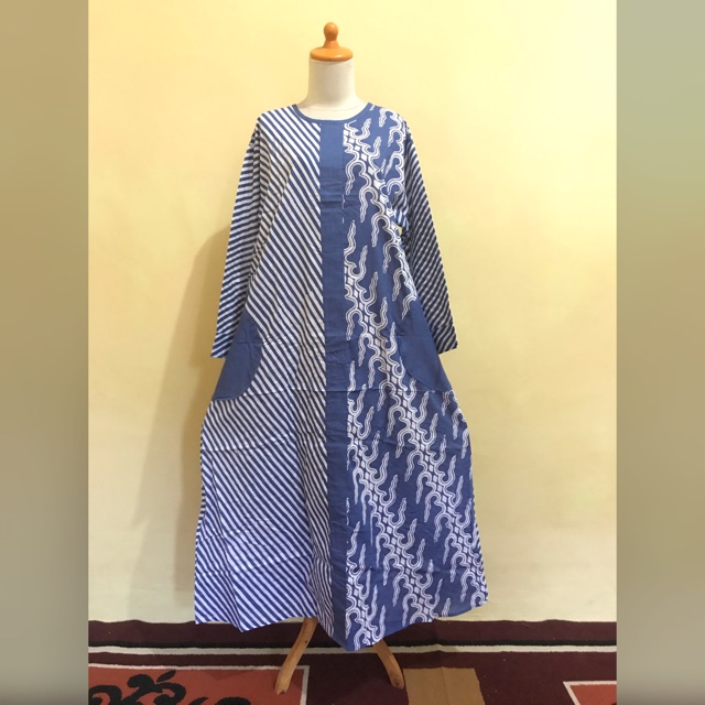 Diskon Gamis Batik Cap Indigo LnkRzApSLZ8XWr