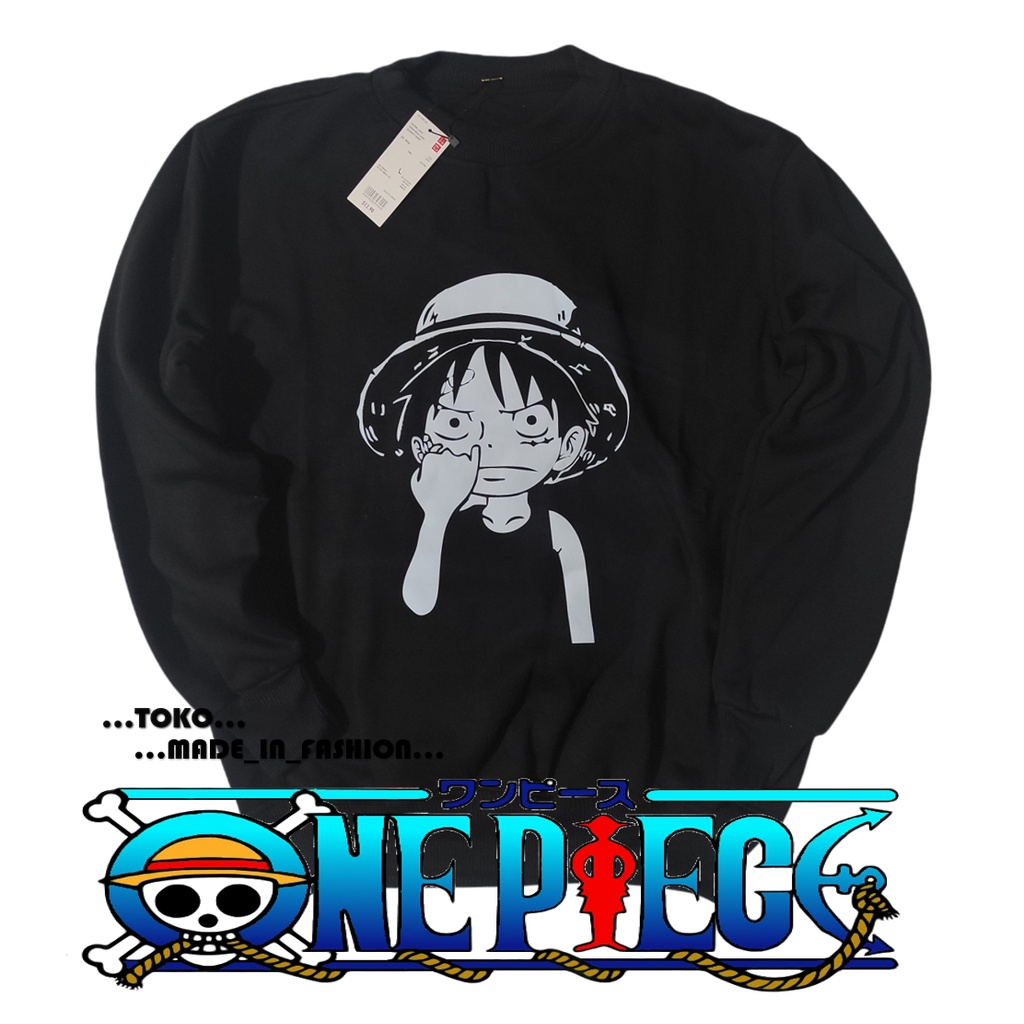 Sweater Crewneck Luffy One Piece / Sweater Crewneck Anime One Piece Bahan fleece Tebal Dan Bisa Bayar Di Tempat