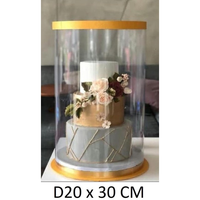 

[COD] Cake Box Kotak Kue Mika Bulat Tinggi 20x30 cm + Cake Board 2 in1 [COD]