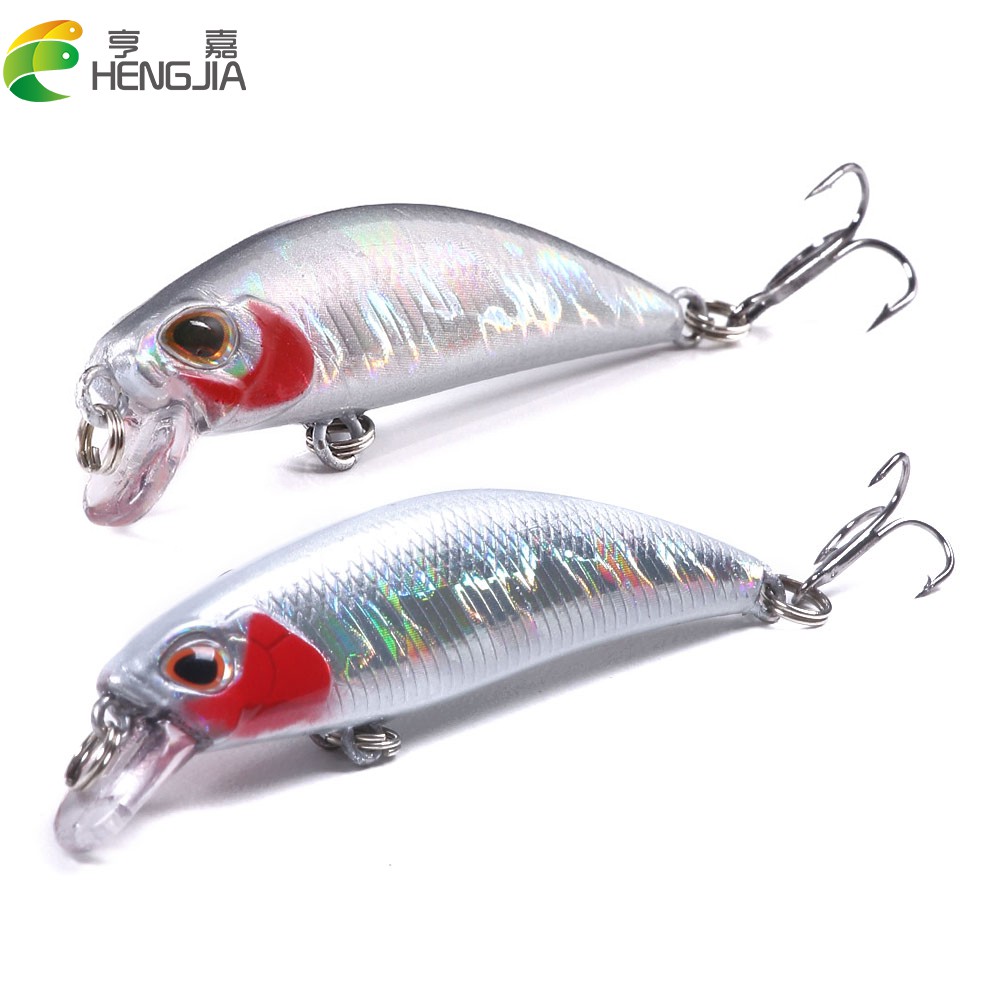 HENGJIA 1PCS Sinking Minnow Umpan Pancing 58mm/60mm Fishing Lure Bentuk Ikan Kecil Kail Swimbait Bass Bait Tackle