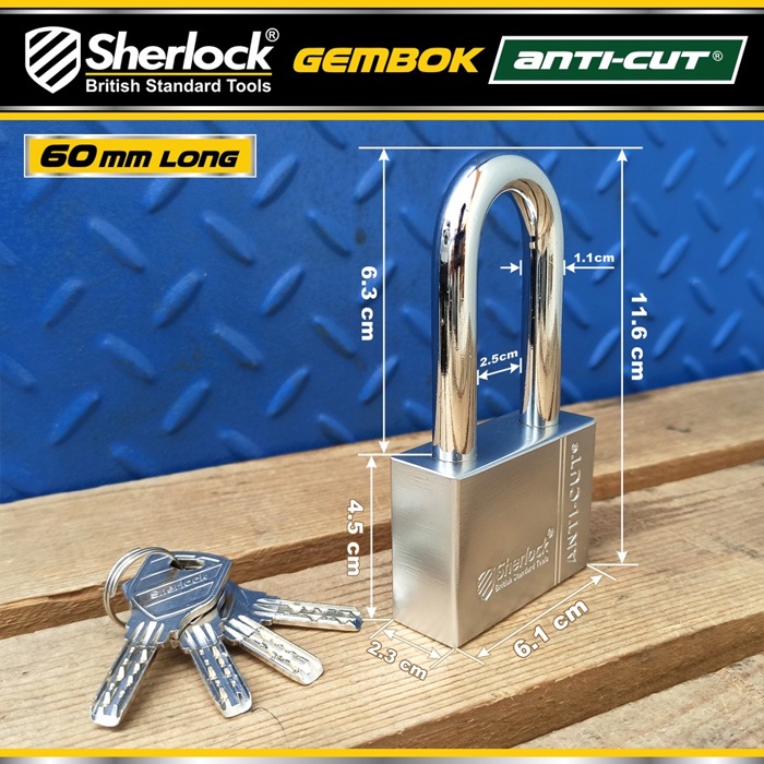 Gembok Original Sherlock Tools ANTI CUT 60 mm Panjang