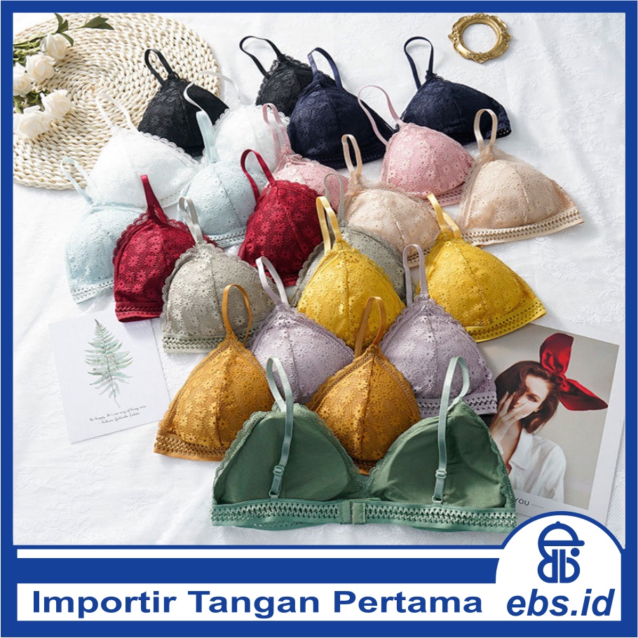 𝐄𝐁𝐒 ✅ PW095 Bra Busa Wanita Bahan Lace Lembut Cantik Seksi Tanpa Kawat Import COD