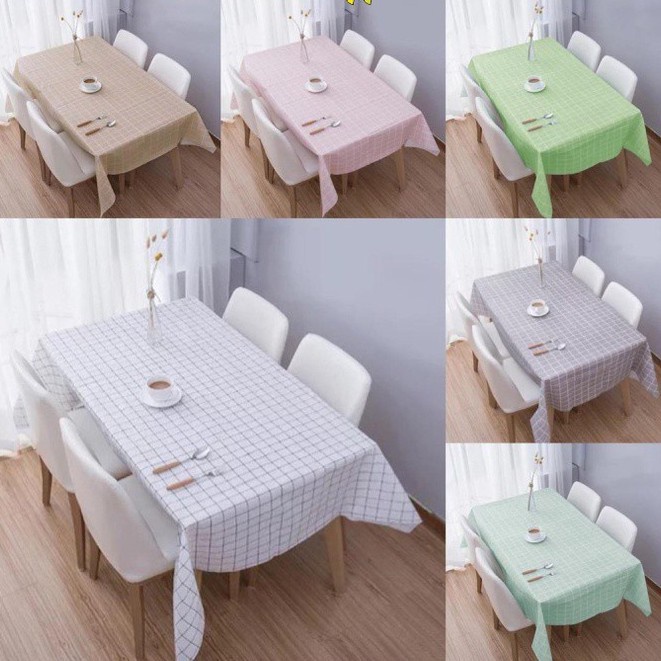 INFY - R407 Taplak Meja Anti Air Motif Kotak-Kotak Bahan PEVA