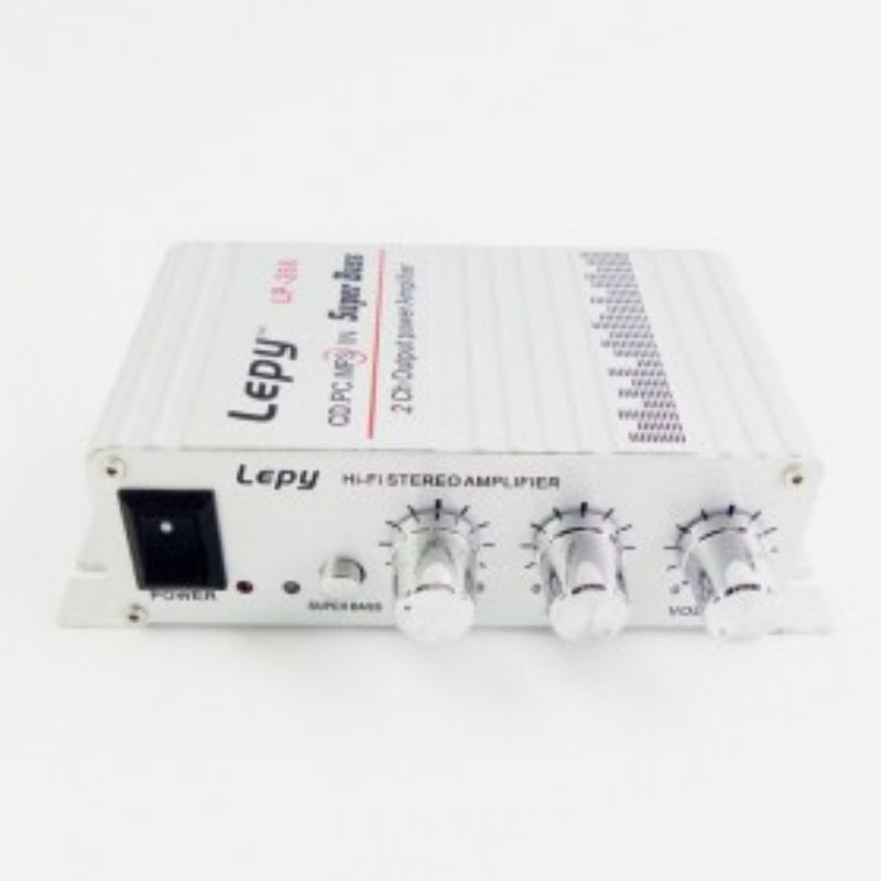 Lepy HiFi Mini Stereo Amplifier Treble Bass Booster - Silver