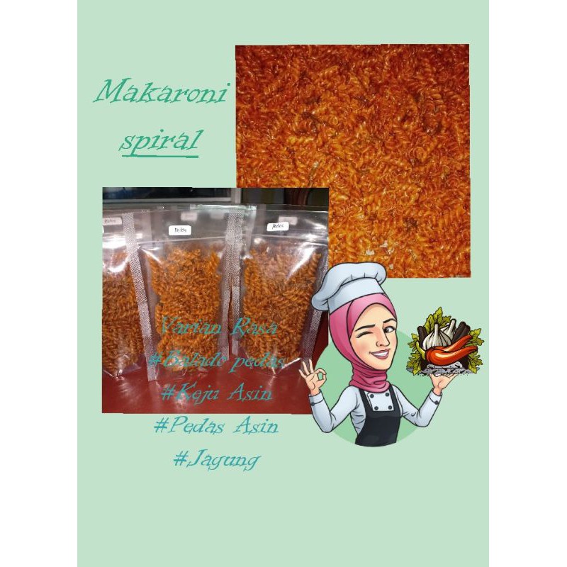 

Makaroni spiral pedas asin kemasan pouch 70gram rasa di jamin enak dan termurah