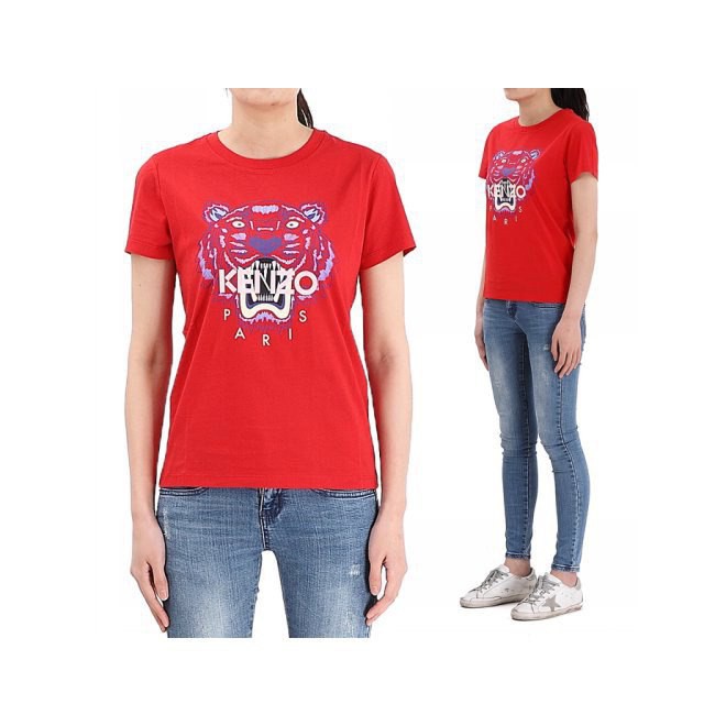 Kenzo tiger tshirt women,  Color : red ( logo pink )