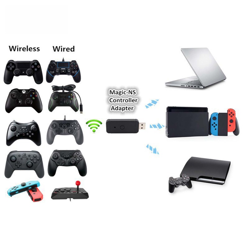 Btsg Wireless Wired Gamepad Converter USB Adapter Untuk Switch NS PS3 PC4 Controller