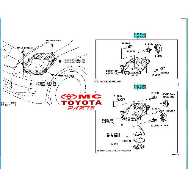 Lampu Depan Head Lamp Kanan Kiri Toyota Yaris 81110-0D210 81150-0D210