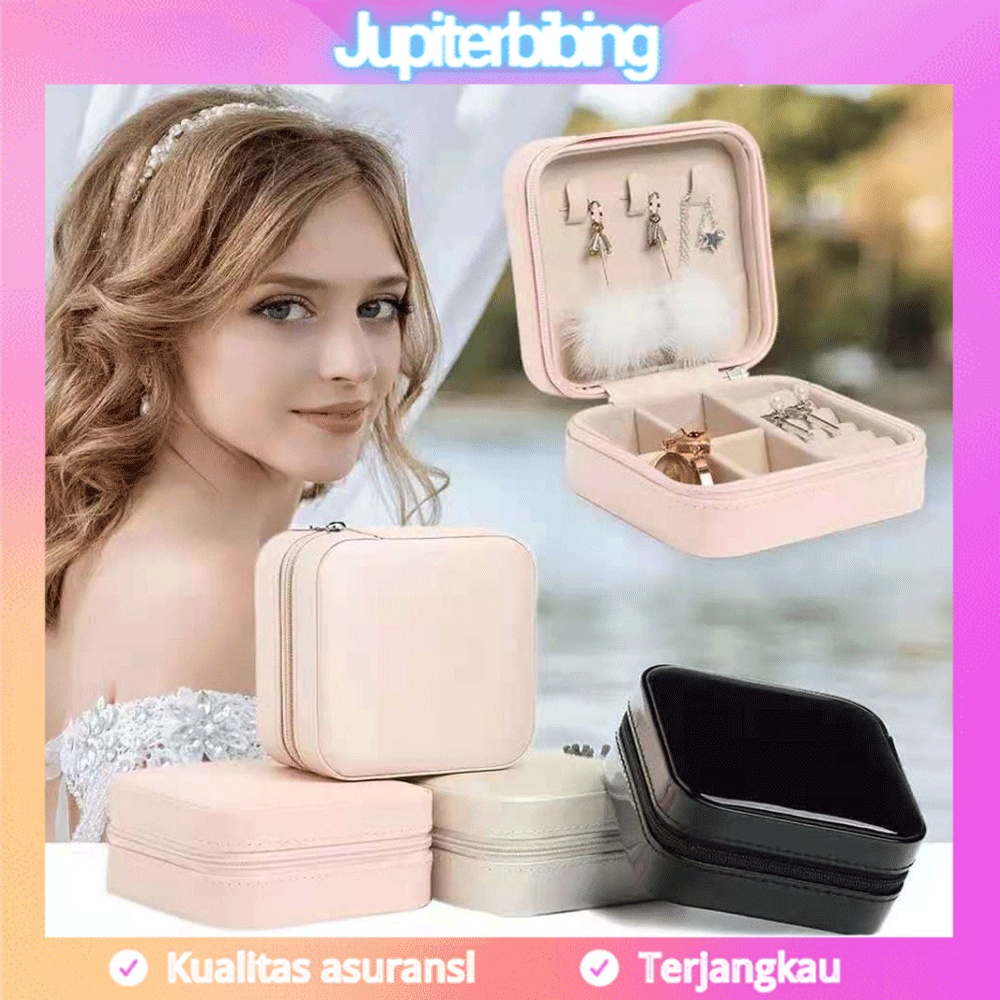 Barang Spot *Kotak Penyimpanan Kotak Perhiasan Mini Kulit Penyimpanan Perhiasan Cincin Organizer Case tempat perhiasan / Box Tempat Penyimpan Cincin / Jewerly Box / Anting-anting / Kalung 2Tingkat