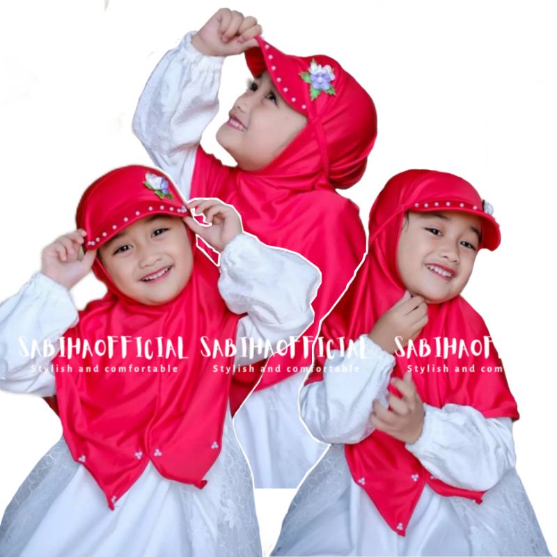 Jilbab anak JILTOP MUTIARA 3-6 tahun Hijab topi olahraga kerudung sport sekolah TK Paud usia tanggun