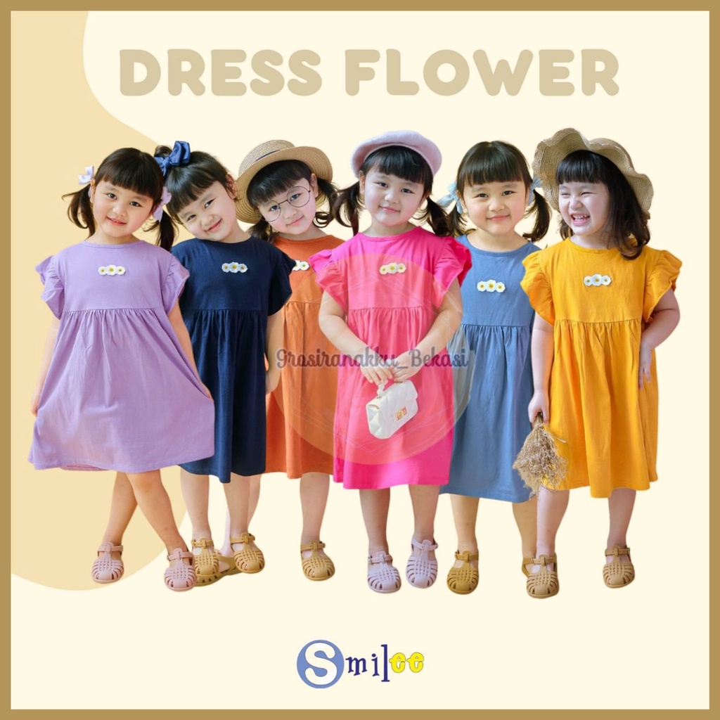 Dress Anak Smilee Flower Mix Warna Size 1-5Tahun