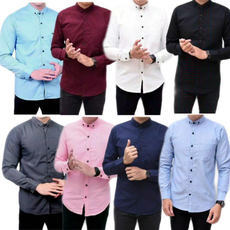 Termurah Kemeja Polos Pria Lengan Panjang Modern M L XL