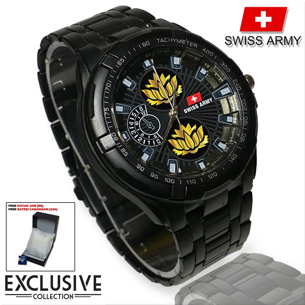 (Istimewa Bossque) Jam PSHT - TERATE EMAS Rantai Sport (Black Doff)