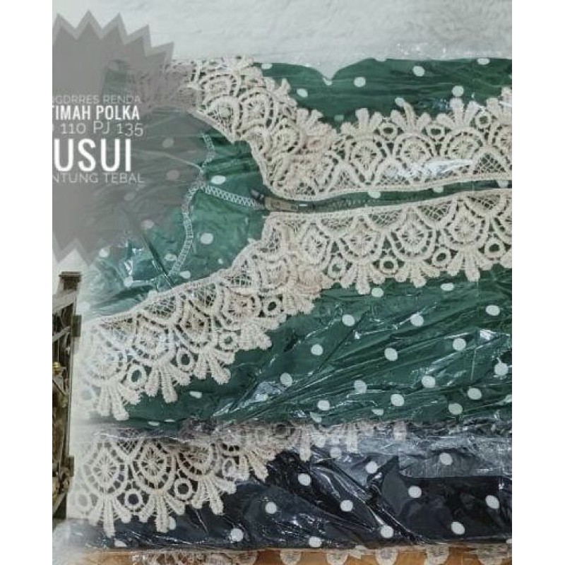 DASTER ARAB ZEEMA POLKA | RESLETING DEPAN BUSUI BUMIL | SANTUNG ADEM HALUS RENDA LENGAN PANJANG-Dstr.POLKA HIJAU