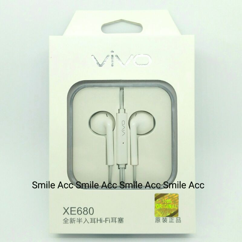 Headset Handsfree Vivo  V5  Y12  Y17  V15  V17   S1  Y15   Y83   V7  V9  X21  XE680  Original 100