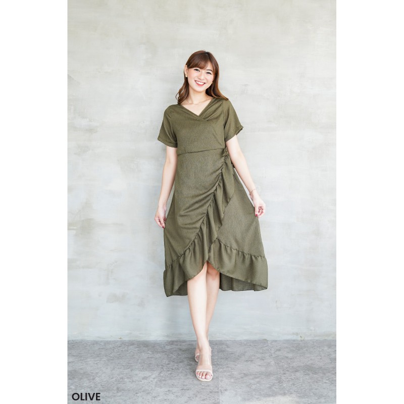 Kimono Crinkle Dress Casual Dres Wanita