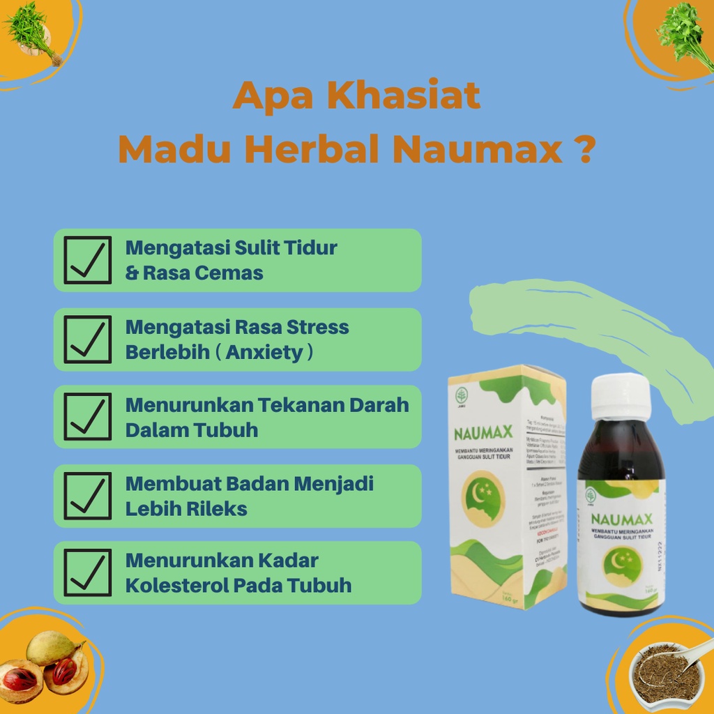 Madu Naumax Herbal Ori bisa COD untuk Insomnia Gangguan Sulit Tidur Relaksasi Tubuh, Mengatasi Depresi dan Cemas