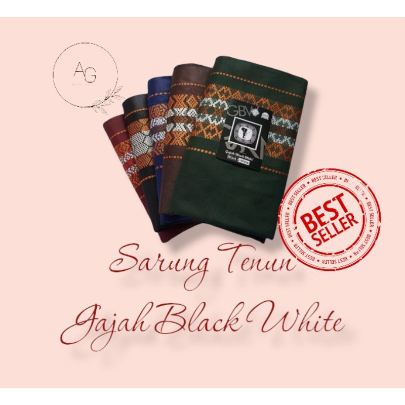 SARUNG TENUN GAJAH BLACK WHITE | SARUNG MAJALAYA | SARUNG ADEM NYAMAN DIPAKAI