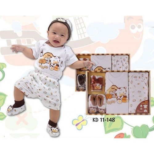 Baju Set Bayi Kiddy 11148 - 1 Set isi Baju Setelan, Topi dan  Sepatu - Baby Set Kado Bayi